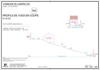 Profils de coupe du terrain, pièce PA5 d'un dossier de permis d'aménager, commune de Juziers