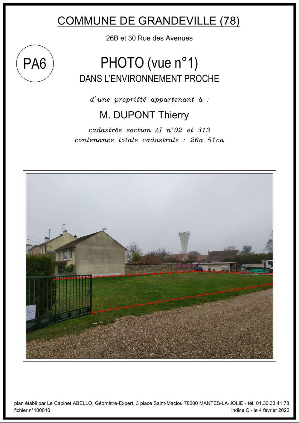 Photographie du terrain dans son environnement proche, pièce PA6 du dossier de permis d'aménager